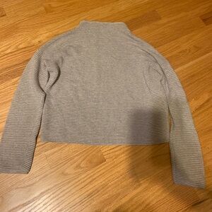 high boat necked sweater with stripe material